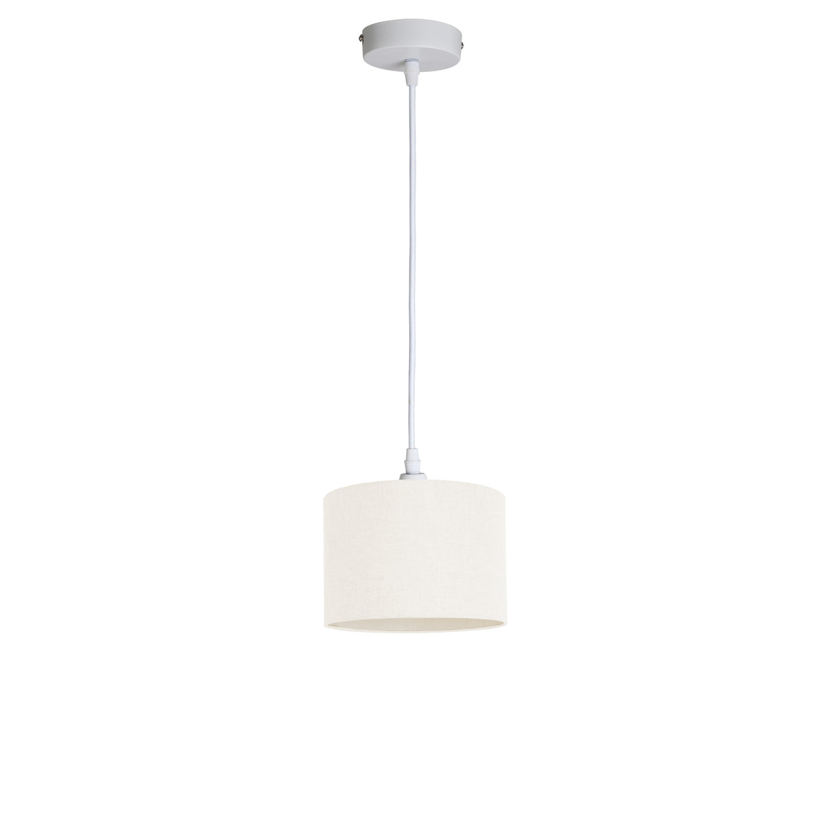 Kensington 1 Light Ceiling Pendant - White frame - Off White Fabric - 200mm