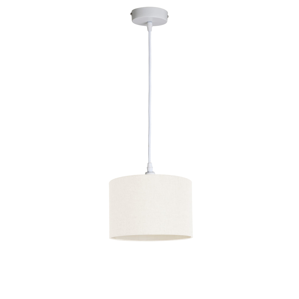 Kensington 1 Light Ceiling Pendant - White frame - Off White Fabric - 250mm