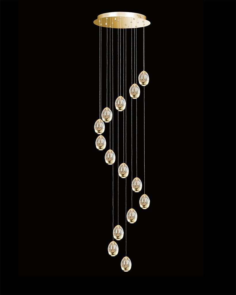 Terrene 14Lt Spiral Pendant Gold Dimmable terrene  ceiling-pendant-lights  Bedroom  Lounge  Kitchen  Hallway MD13003023-14AGOLD illuminati light