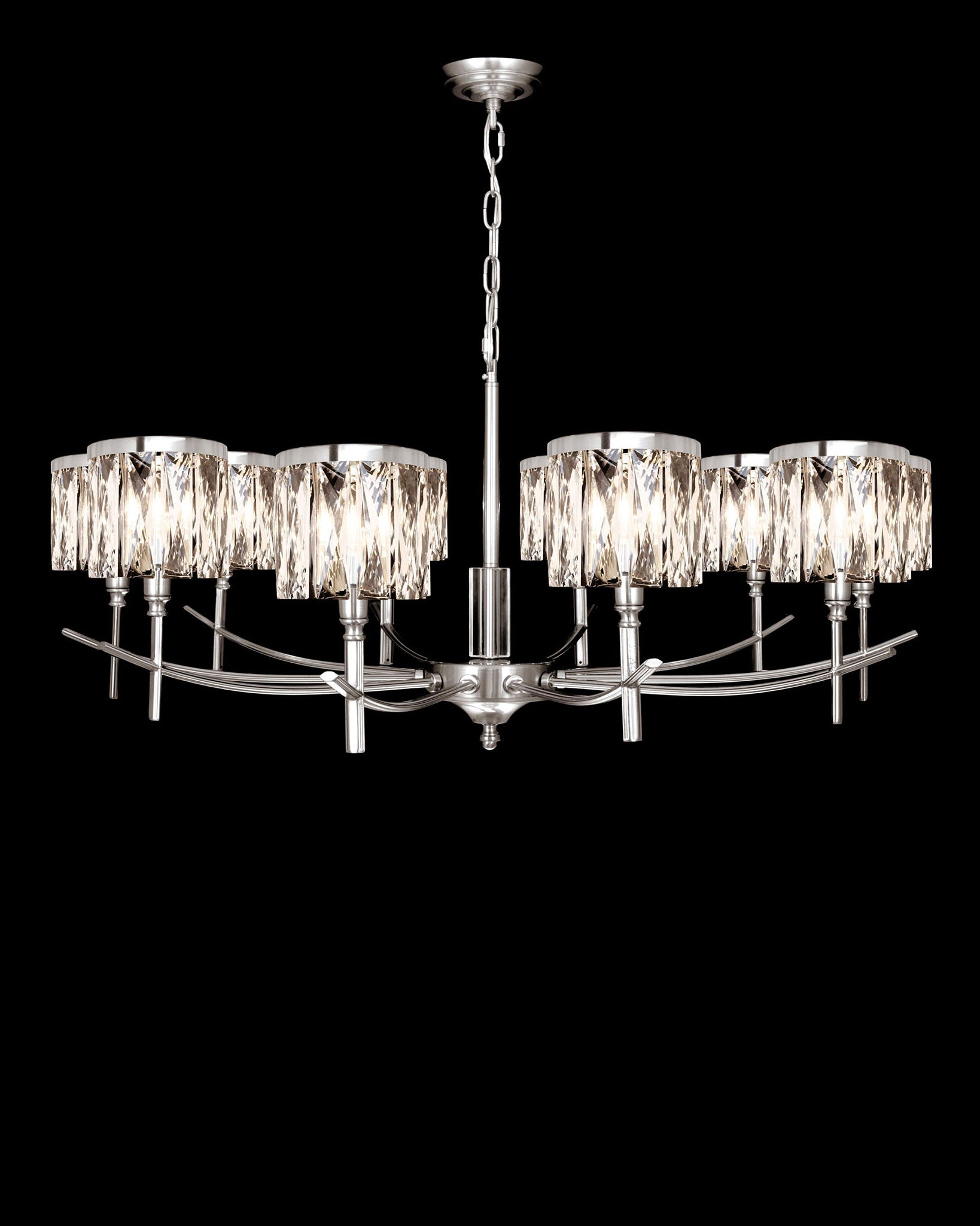 Opulence 10 Arm Chandelier Satin Nickel opulence  chandeliers  Bedroom  Lounge  Kitchen  Hallway MD737D-10ASN illuminati light