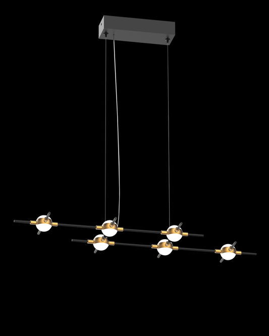 Molecular 6Lt Pendant Black With Gold Model B molecular  ceiling-pendant-lights  Bedroom  Lounge  Kitchen  Hallway MD18001067-6BBG illuminati light