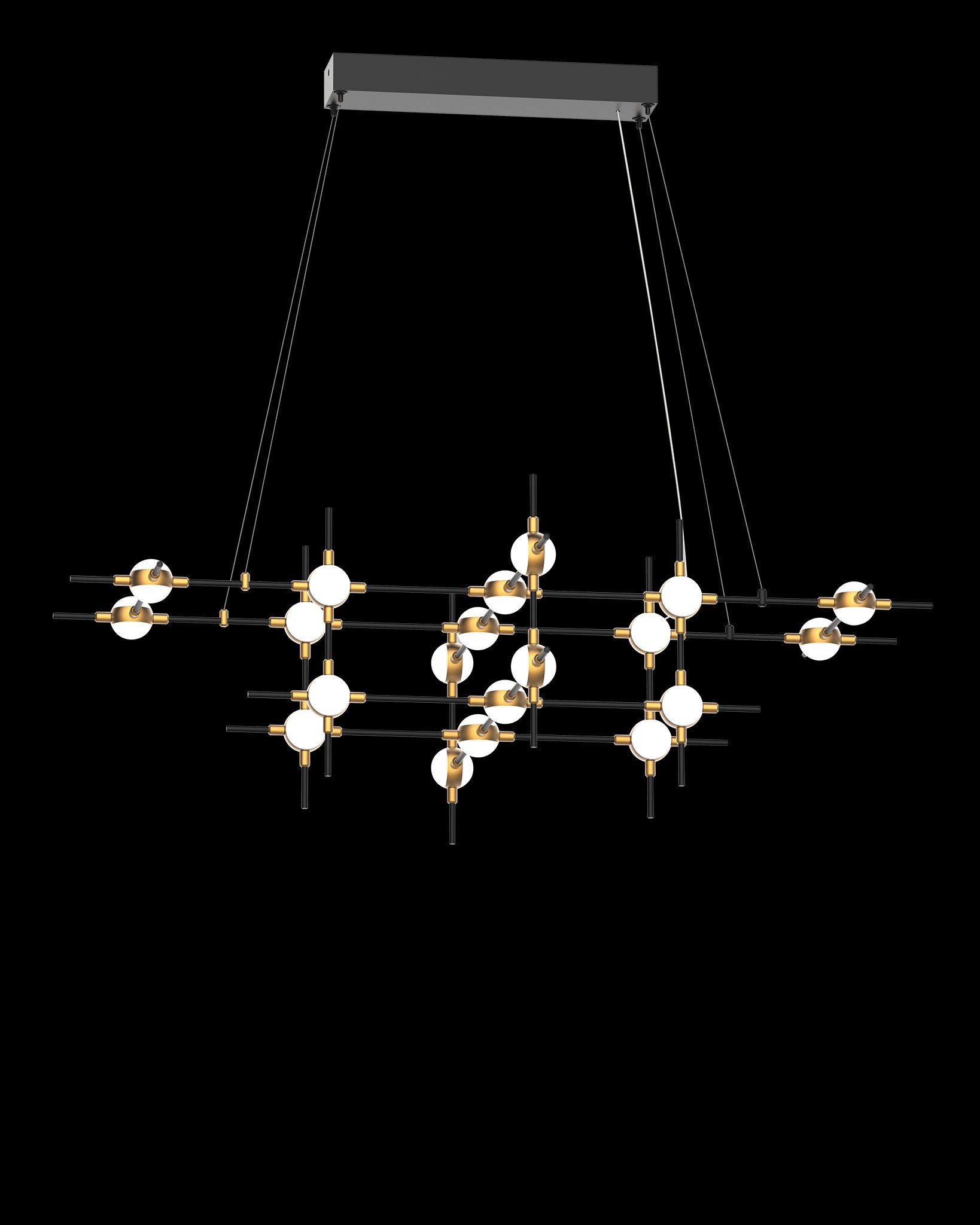 Molecular 20Lt Pendant Black With Gold Model F molecular  ceiling-pendant-lights  Bedroom  Lounge  Kitchen  Hallway MD18001067-20FBG illuminati light