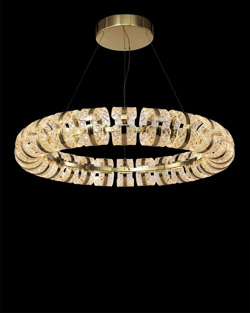 Chiaro Large Ring Pendant 103cm Diam Gold Illuminati Light