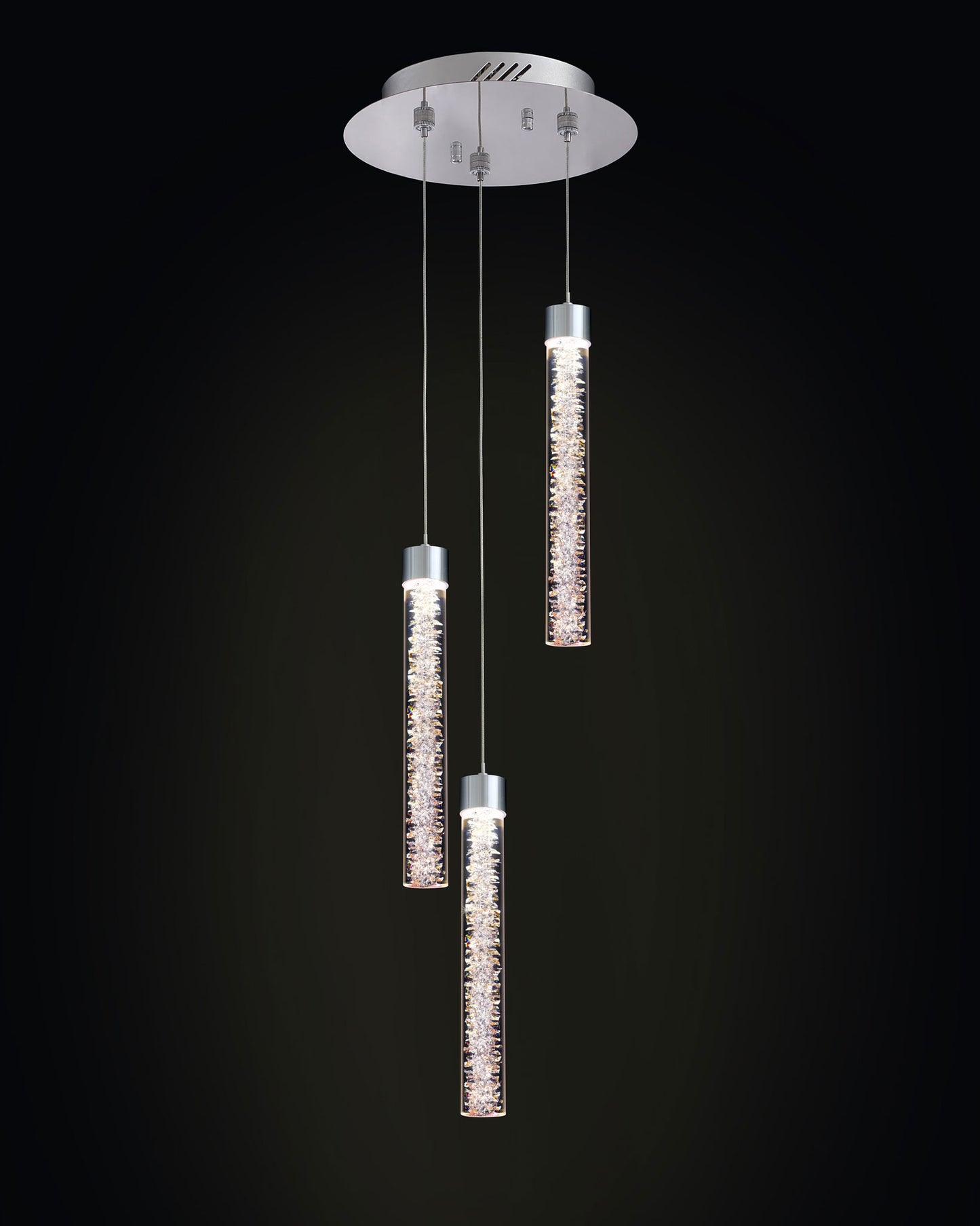 Crackle 3LT Round Pendant Chrome Illuminati Light