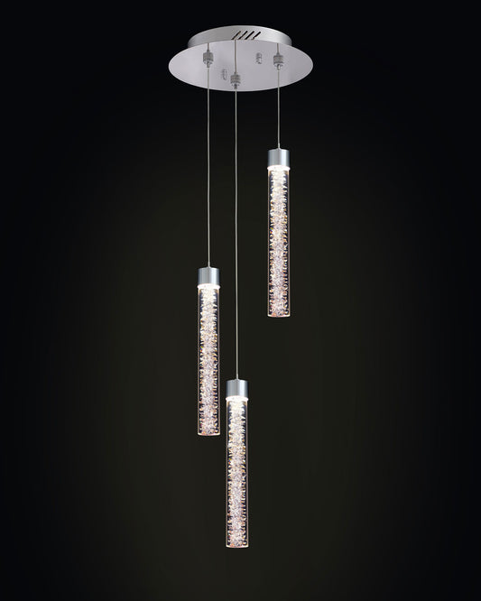 Crackle 3LT Round Pendant Chrome Illuminati Light