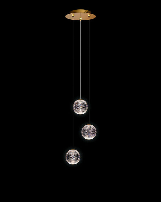 Diamante 3Lt Round Pendant Gold diamante  ceiling-pendant-lights  Bedroom  Lounge  Kitchen  Hallway MD20001012-3AGOL illuminati light