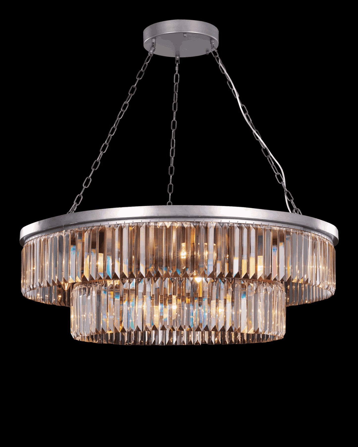 Crystalline Large Round Pendant Satin Nickel Illuminati Light