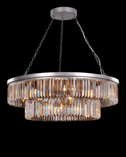Crystalline Large Round Pendant Satin Nickel Illuminati Light