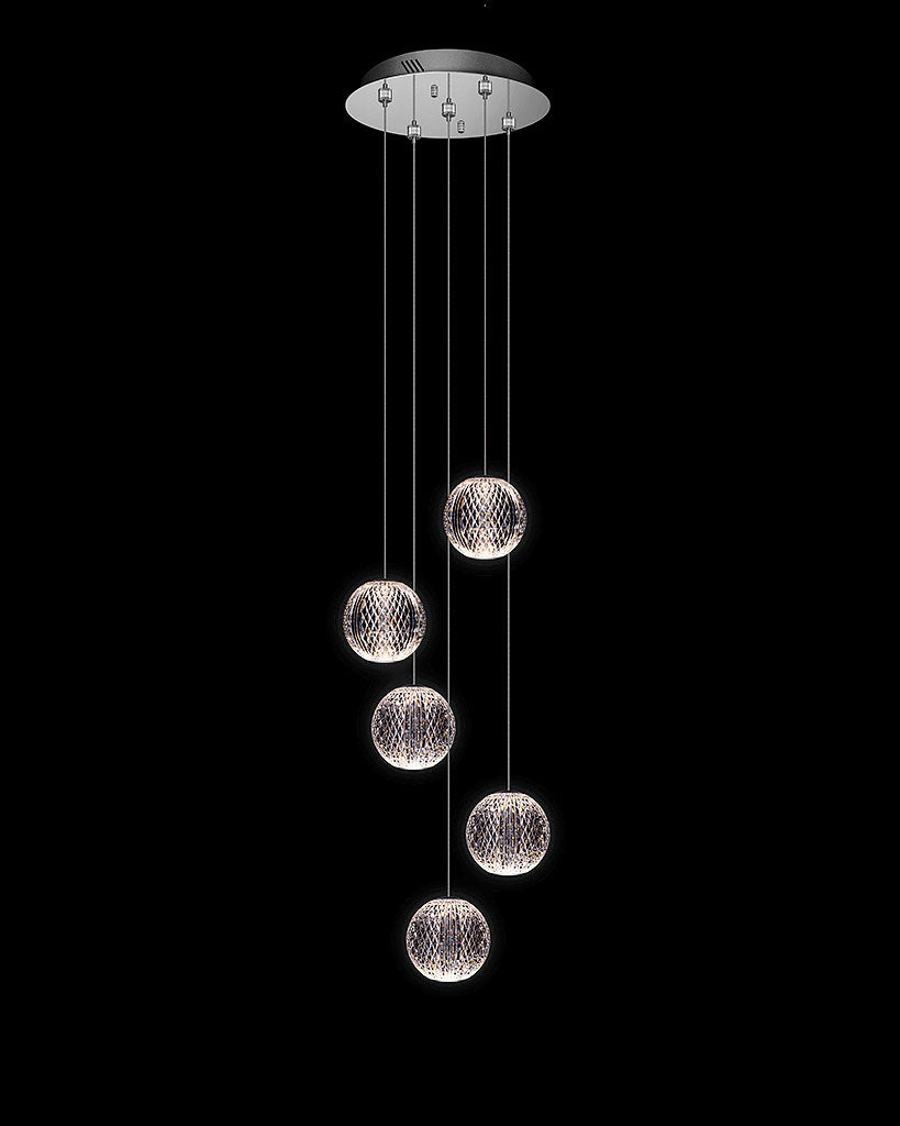 Diamante 5Lt Round Chrome diamante  ceiling-pendant-lights  Bedroom  Lounge  Kitchen  Hallway MD20001012-5ACHR illuminati light