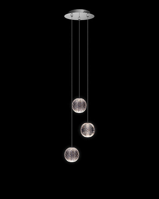 Diamante 3Lt Round Pendant Chrome diamante  ceiling-pendant-lights  Bedroom  Lounge  Kitchen  Hallway MD20001012-3ACHR illuminati light