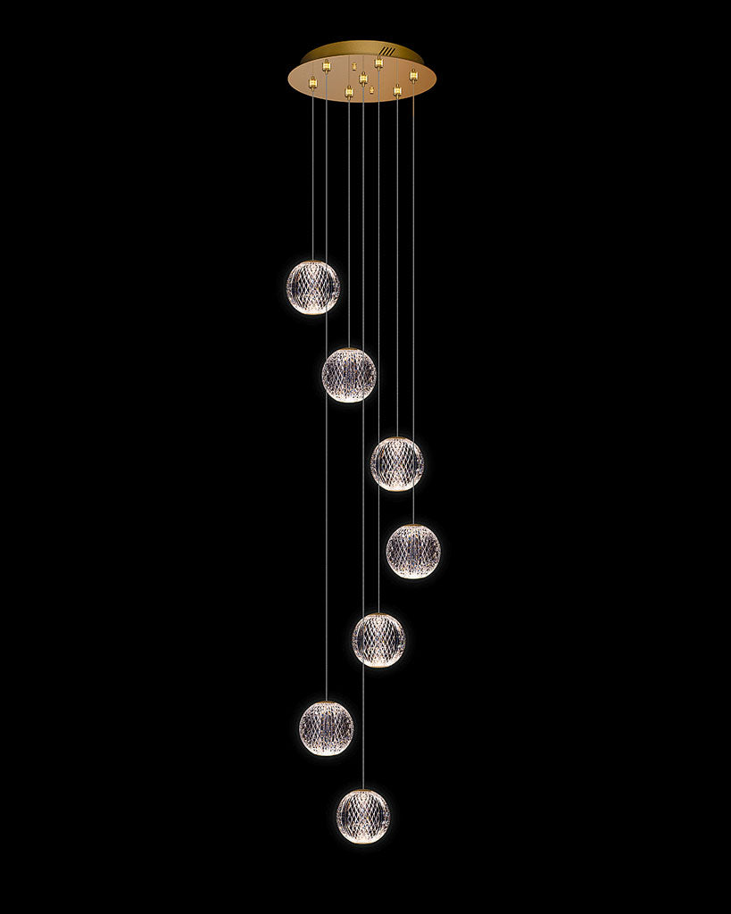 Diamante 7Lt Round Gold diamante  ceiling-pendant-lights  Bedroom  Lounge  Kitchen  Hallway MD20001012-7AGOL illuminati light