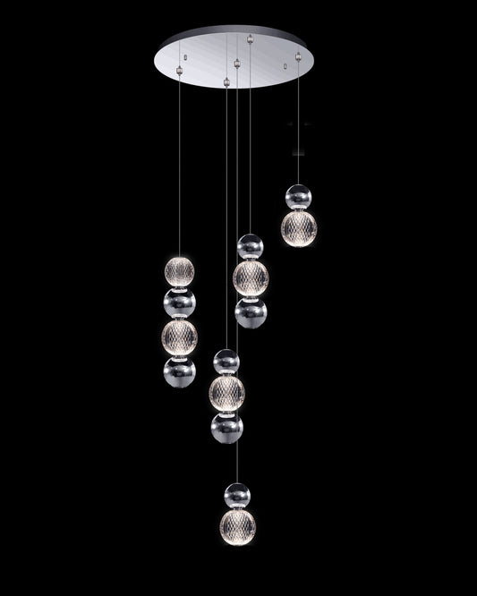 Diamante Embellished 5 Droplet Pendant Chrome Illuminati Light