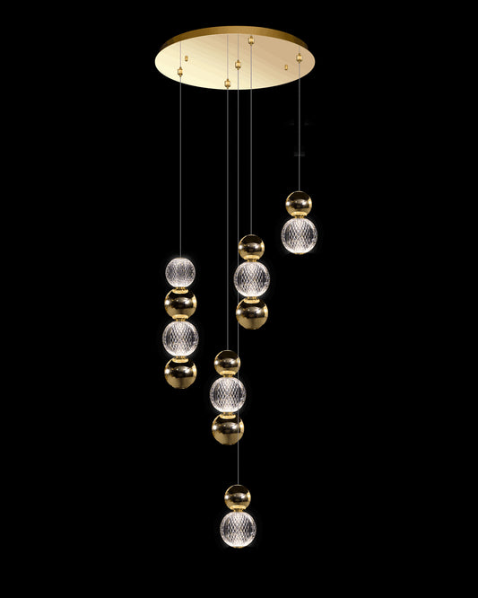 Diamante Embellished 5 Droplet Pendant Gold Illuminati Light