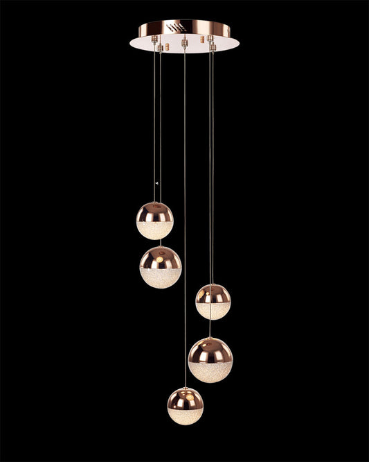 Eclipse 5Lt Spiral Pendant Copper Dimmable eclipse  ceiling-pendant-lights  Bedroom  Lounge  Kitchen  Hallway MD14003057-5ACPR illuminati light