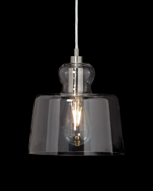 Harry Drum Single Pendant Satin Nickel glass-pendant-collection  ceiling-pendant-lights  Bedroom  Lounge  Kitchen  Hallway MD18027549-1FSN illuminati light