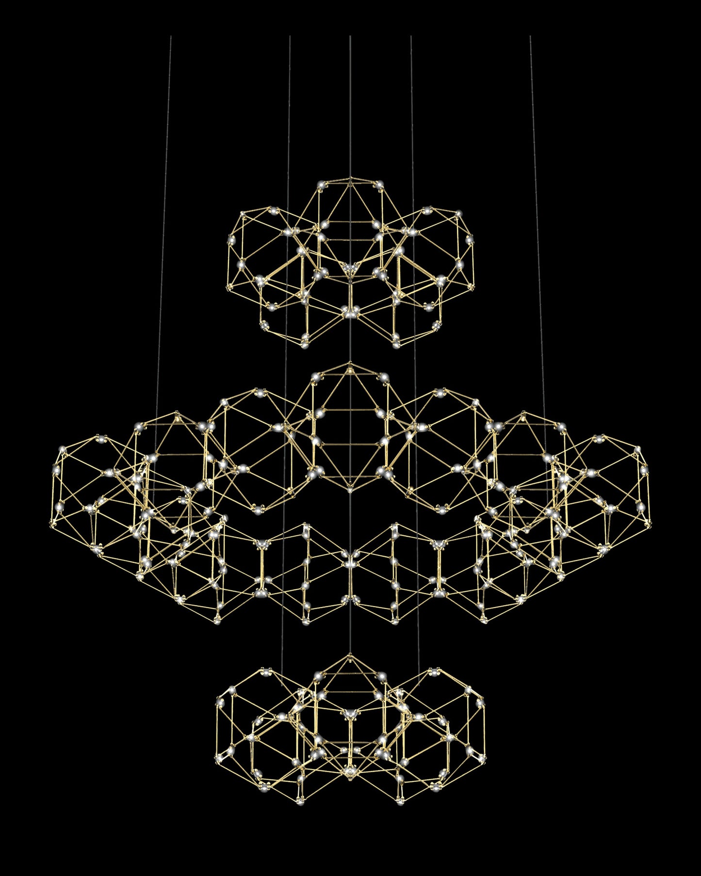 Lucciola 25 Prism 3 Tier Pendant Brass lucciola  ceiling-pendant-lights  Bedroom  Lounge  Kitchen  Hallway MD18001068-25GBRS illuminati light
