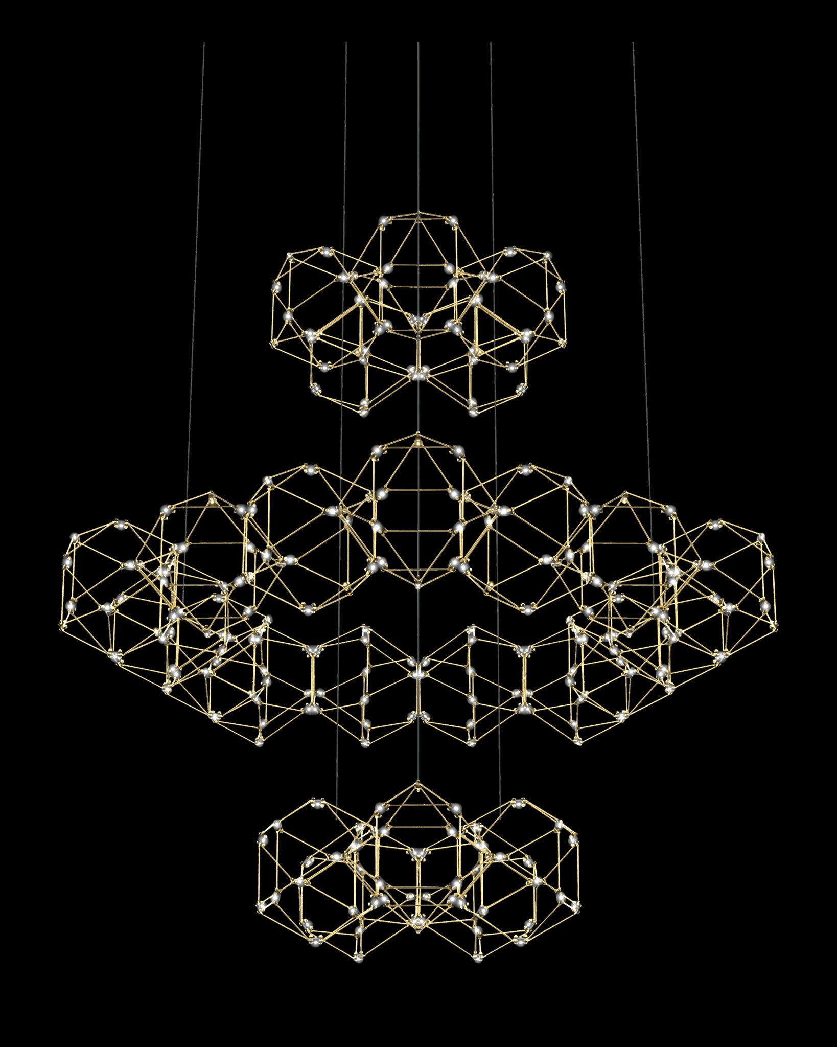 Lucciola 25 Prism 3 Tier Pendant Brass lucciola  ceiling-pendant-lights  Bedroom  Lounge  Kitchen  Hallway MD18001068-25GBRS illuminati light