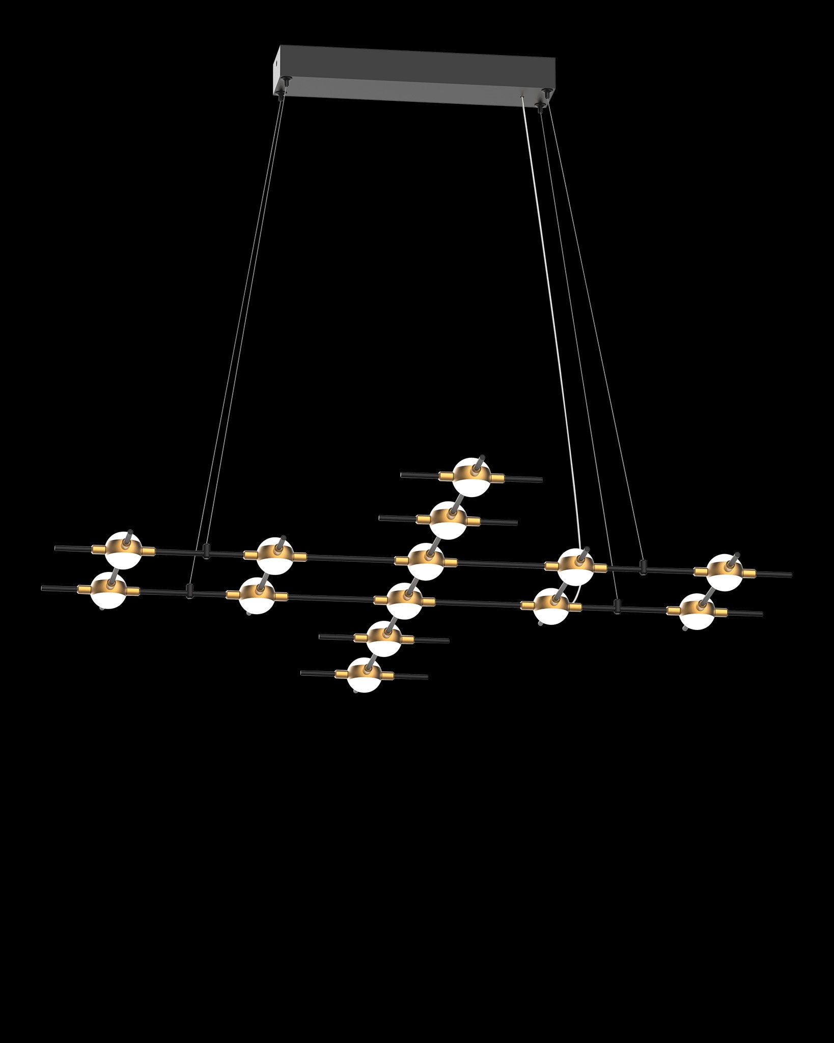 Molecular 14Lt Pendant Black With Gold Model H molecular  ceiling-pendant-lights  Bedroom  Lounge  Kitchen  Hallway MD18001067-14HBG illuminati light