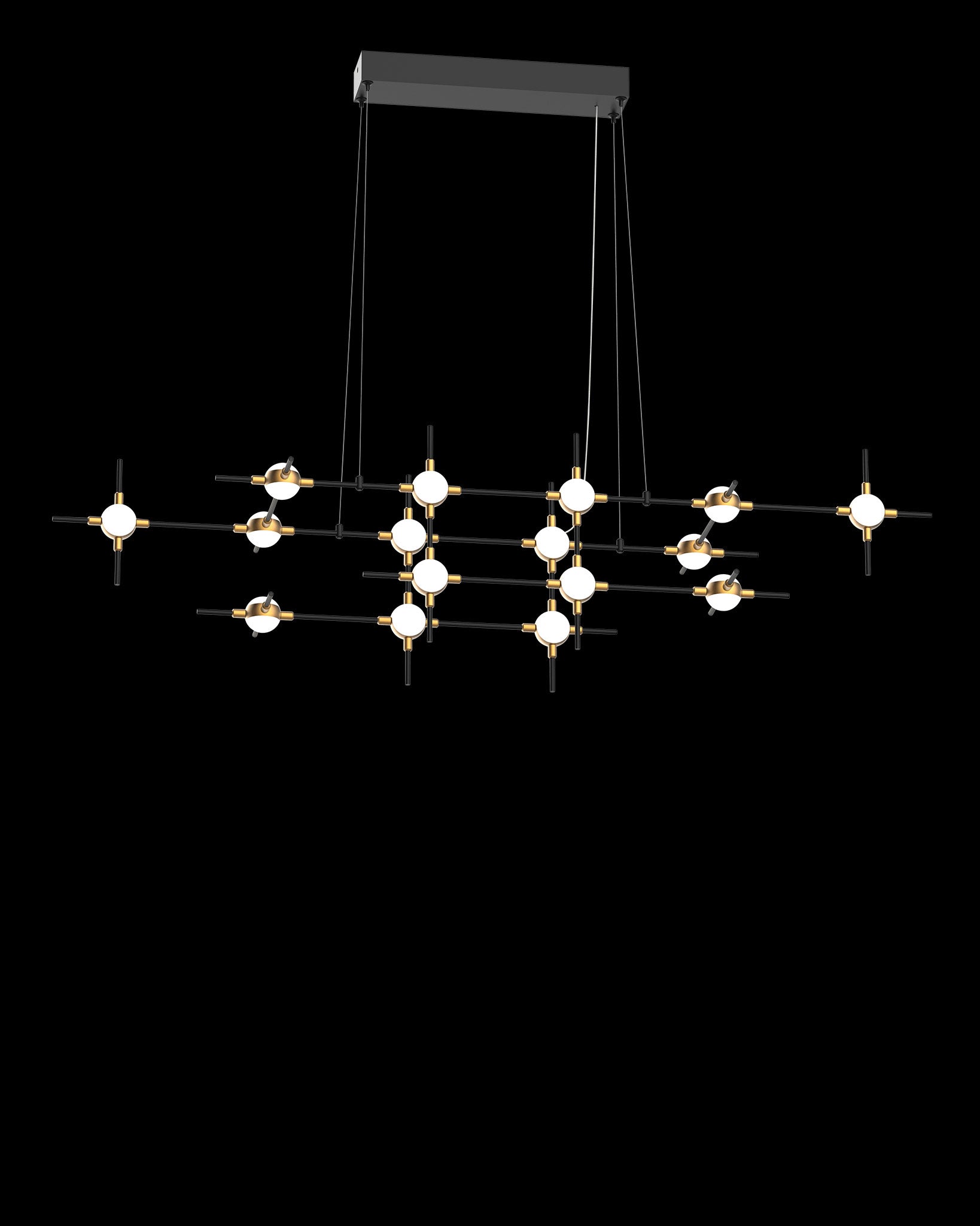 Molecular 16Lt Pendant Black With Gold Model E molecular  ceiling-pendant-lights  Bedroom  Lounge  Kitchen  Hallway MD18001067-16EBG illuminati light