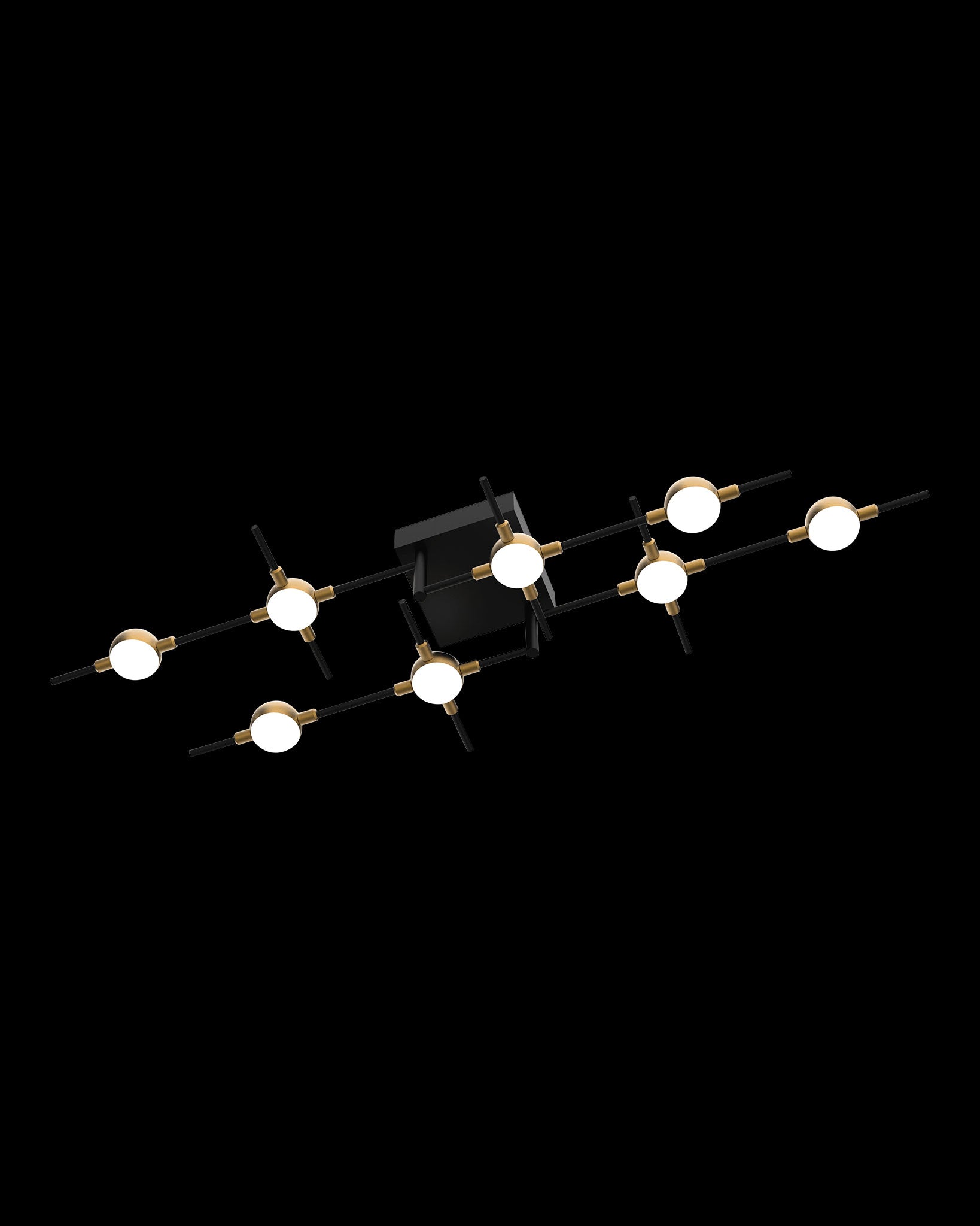 Molecular 8Lt Ceiling Black With Gold Model B molecular  ceiling-pendant-lights  Bedroom  Lounge  Kitchen  Hallway MX18001067-8BBG illuminati light