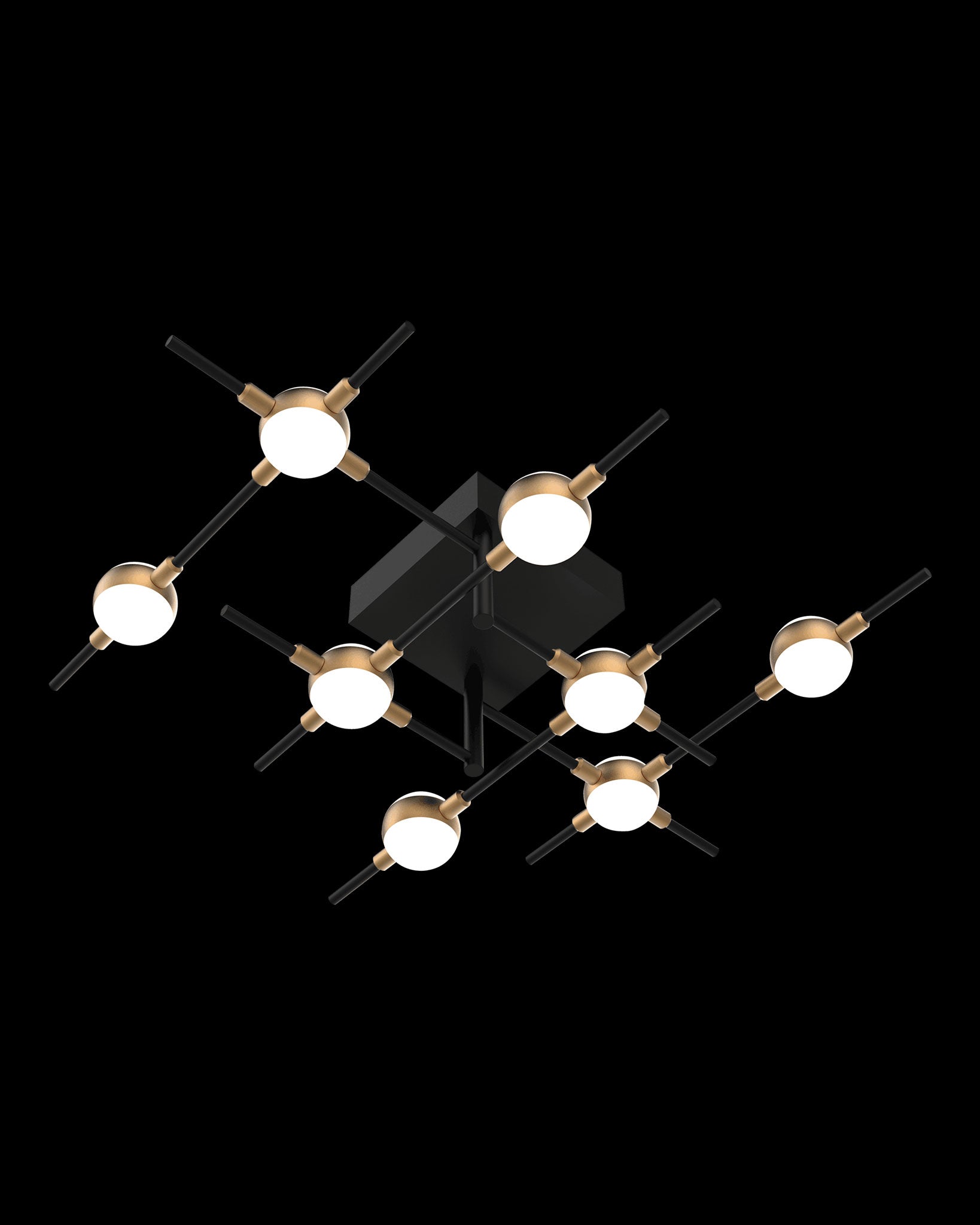 Molecular 8Lt Ceiling Black With Gold Model C molecular  ceiling-pendant-lights  Bedroom  Lounge  Kitchen  Hallway MX18001067-8CBG illuminati light