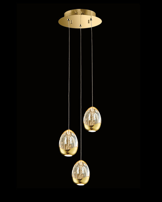 Terrene 3Lt Spiral Pendant Gold Dimmable terrene  ceiling-pendant-lights  Bedroom  Lounge  Kitchen  Hallway MD13003023-3AGOLD illuminati light