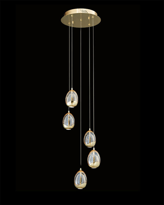 Terrene 5Lt Spiral Pendant Gold Dimmable terrene  ceiling-pendant-lights  Bedroom  Lounge  Kitchen  Hallway MD13003023-5AGOLD illuminati light