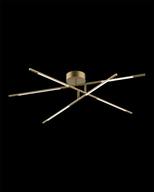 Tubular 6Lt Ceiling Flush Satin Gold Model A Illuminati Light