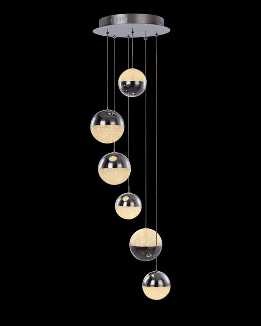 Eclipse 6Lt Spiral Pendant Chrome Dimmable eclipse  ceiling-pendant-lights  Bedroom  Lounge  Kitchen  Hallway MD14003057-6ACHR illuminati light