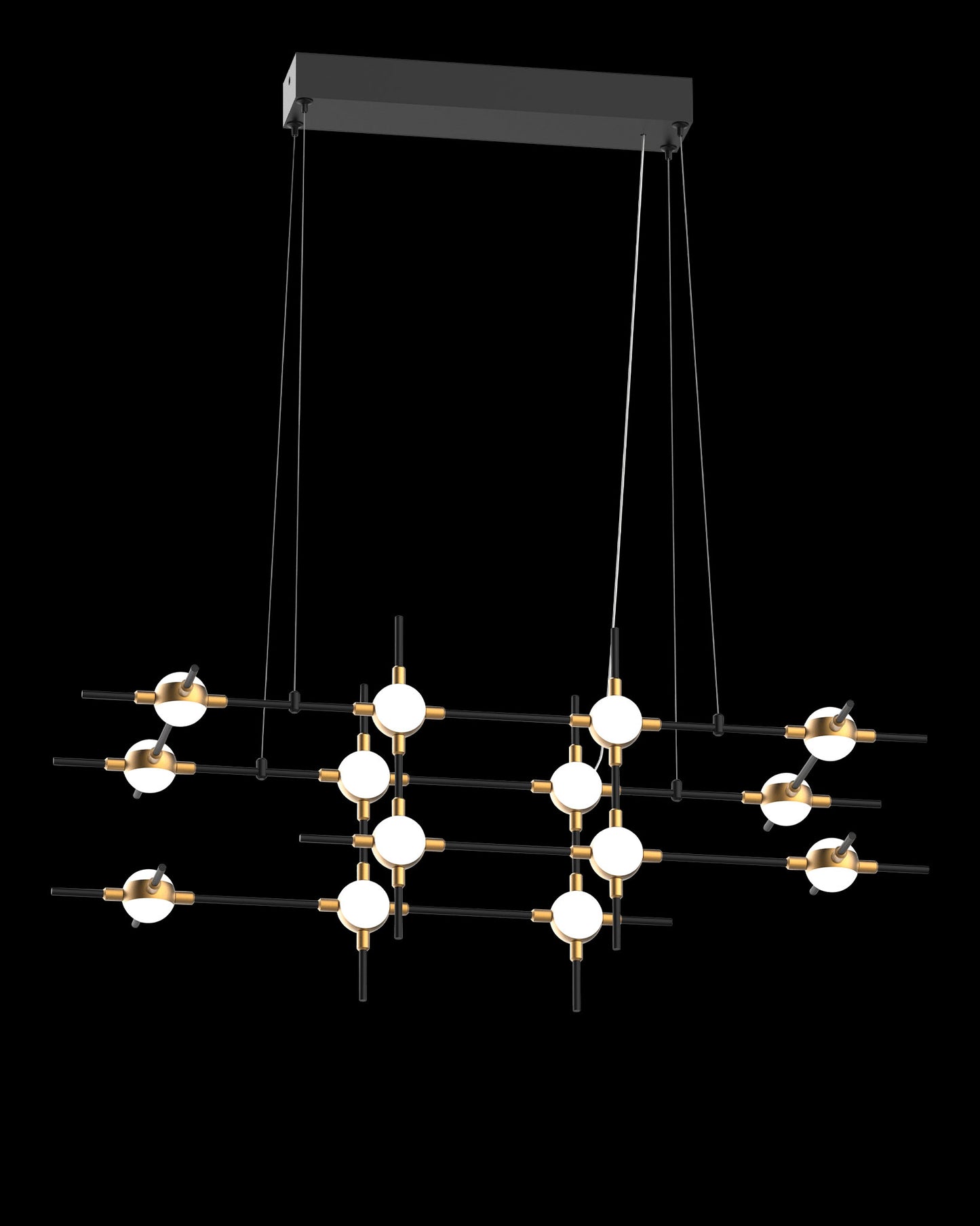 Molecular 14Lt Pendant Black With Gold Model B molecular  ceiling-pendant-lights  Bedroom  Lounge  Kitchen  Hallway MD18001067-14BBG illuminati light