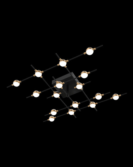 Molecular 16Lt Ceiling Black With Gold Model B molecular  ceiling-pendant-lights  Bedroom  Lounge  Kitchen  Hallway MX18001067-16BBG illuminati light