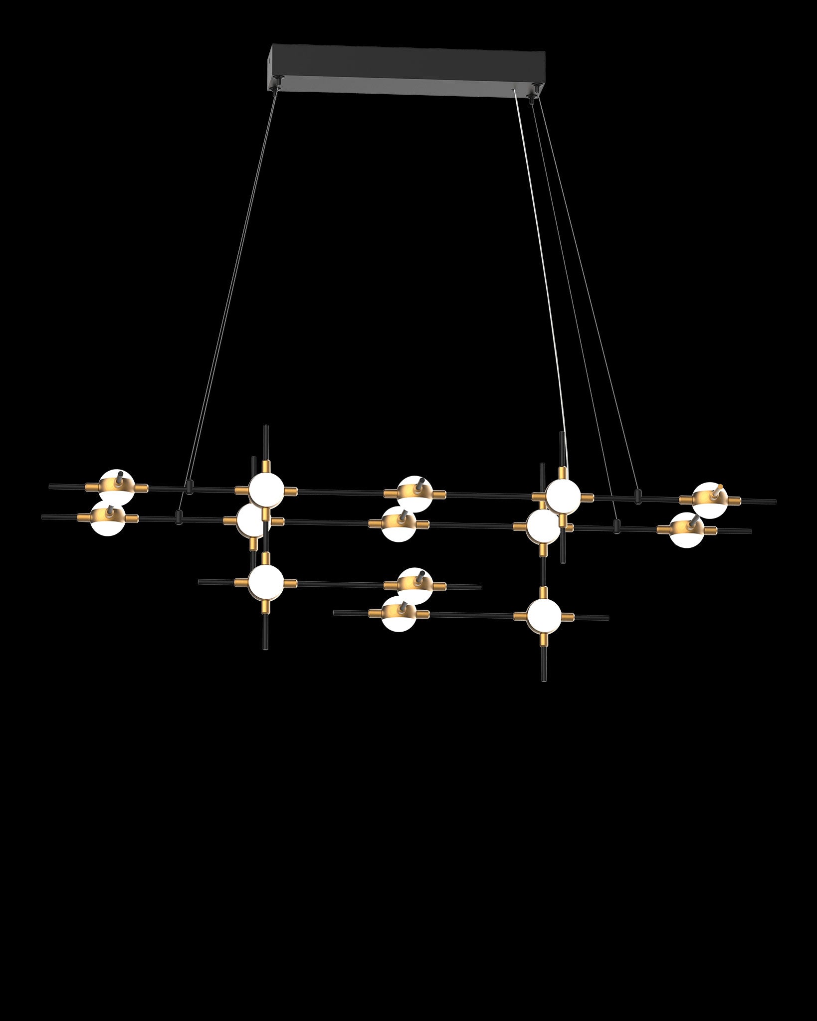 Molecular 14Lt Pendant Black With Gold Model E molecular  ceiling-pendant-lights  Bedroom  Lounge  Kitchen  Hallway MD18001067-14EBG illuminati light
