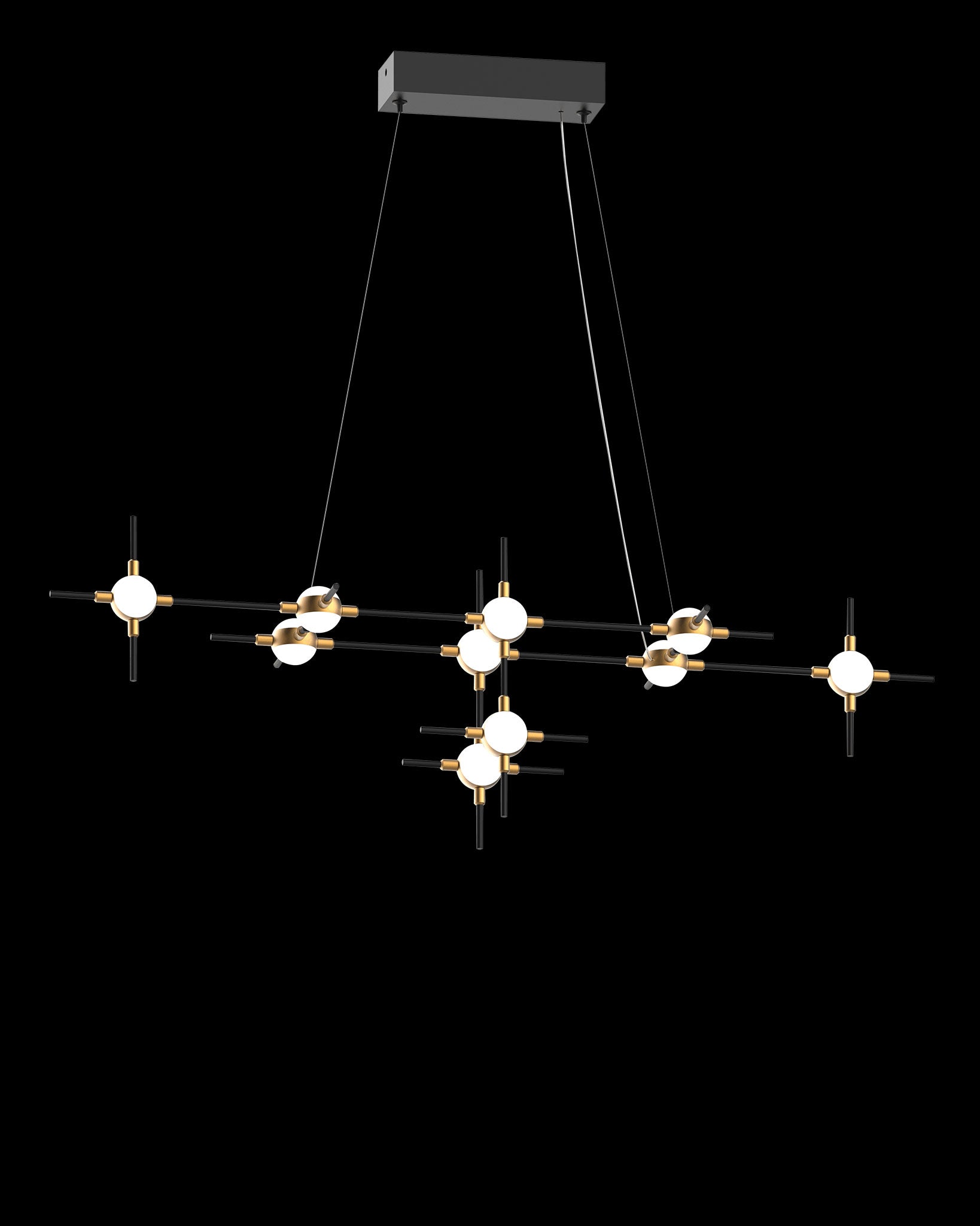 Molecular 10Lt Pendant Black With Gold Model E molecular  ceiling-pendant-lights  Bedroom  Lounge  Kitchen  Hallway MD18001067-10EBG illuminati light
