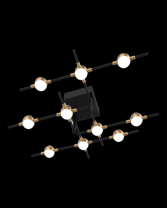Molecular 10Lt Pendant Black With Gold Model B molecular  ceiling-pendant-lights  Bedroom  Lounge  Kitchen  Hallway MD18001067-10BBG illuminati light