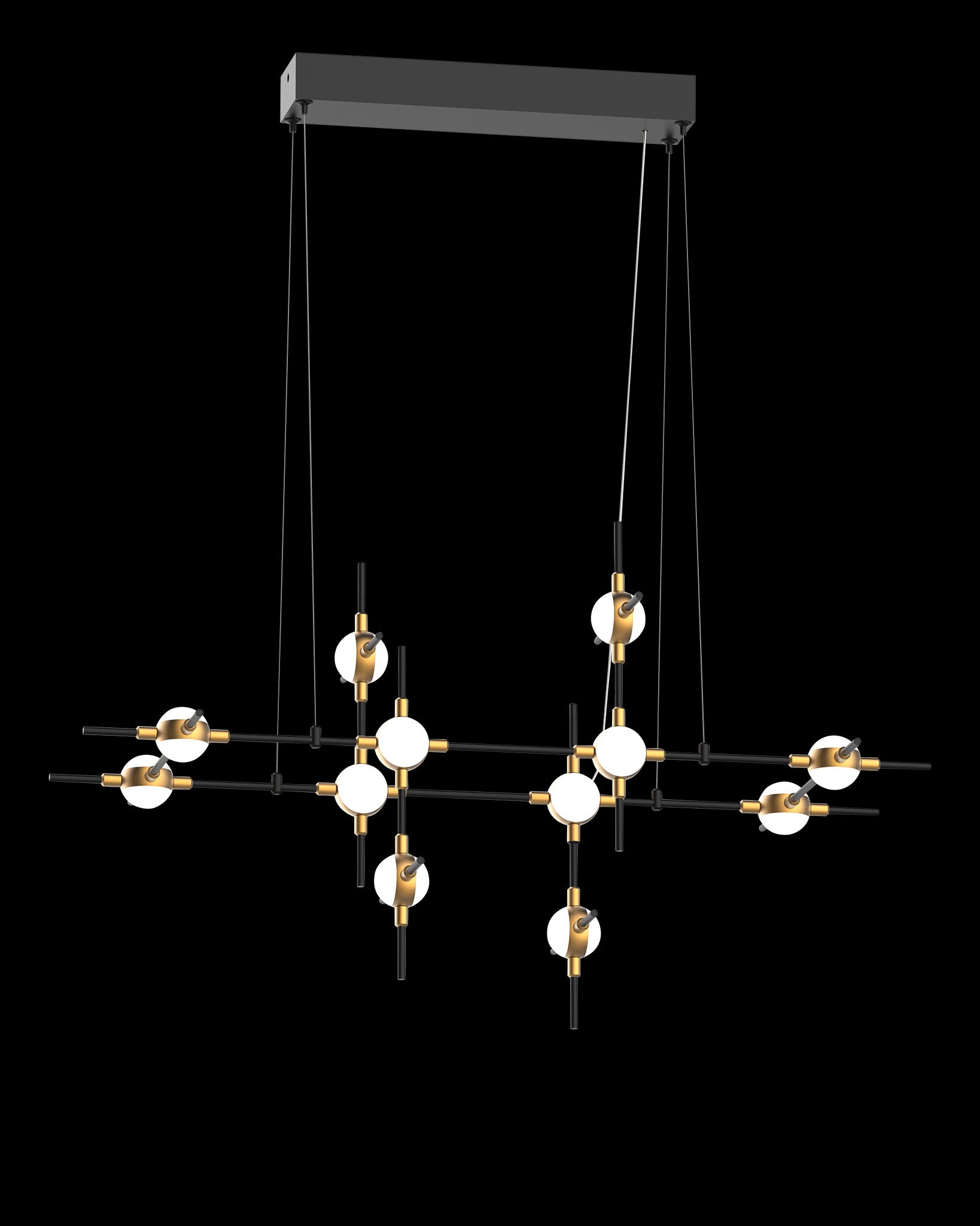 Molecular 12Lt Pendant Black With Gold Model J molecular  ceiling-pendant-lights  Bedroom  Lounge  Kitchen  Hallway MD18001067-12JBG illuminati light