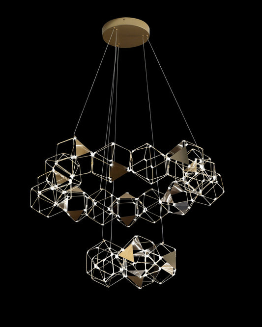 Lucciola Embellished 20 Prism 2 Tier Pendant Brass lucciola-embellished  ceiling-pendant-lights  Bedroom  Lounge  Kitchen  Hallway MD19001068-20GBRS illuminati light