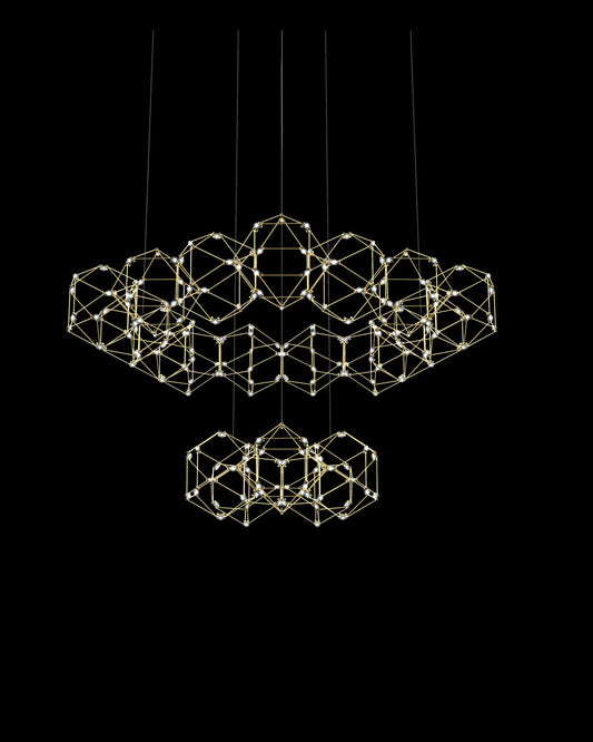 Lucciola 20 Prism 2 Tier Pendant Brass lucciola  ceiling-pendant-lights  Bedroom  Lounge  Kitchen  Hallway MD18001068-20GBRS illuminati light