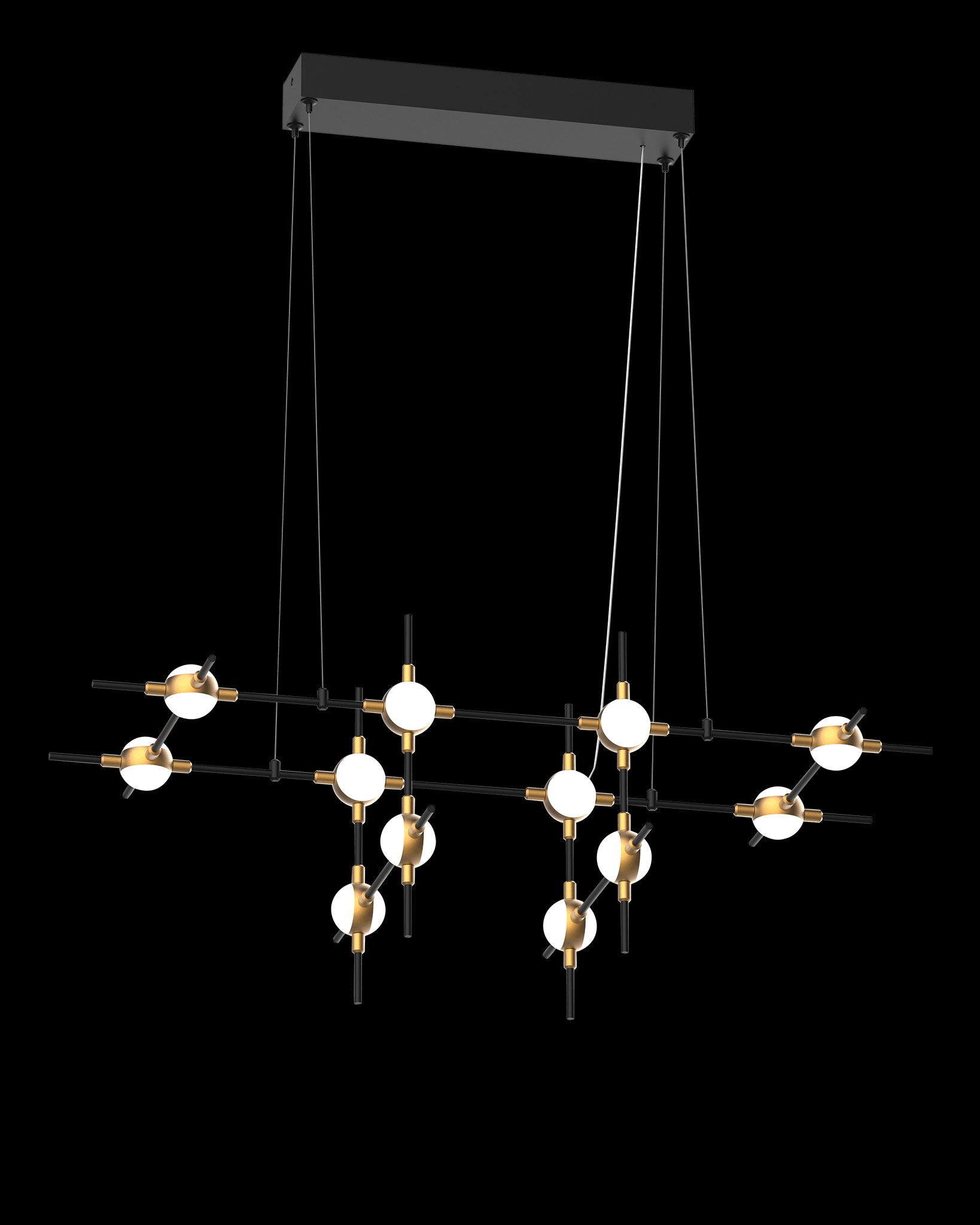 Molecular 12Lt Pendant Black With Gold Model H molecular  ceiling-pendant-lights  Bedroom  Lounge  Kitchen  Hallway MD18001067-12HBG illuminati light