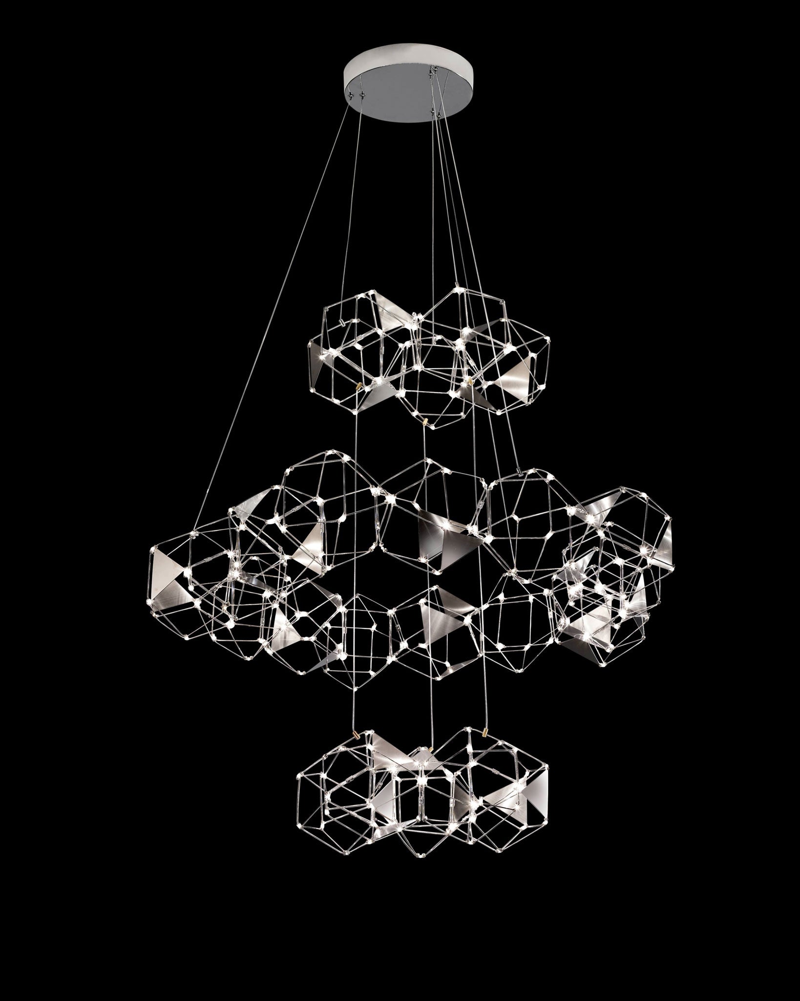 Lucciola Embellished 25 Prism 3 Tier Pendant Stainless Steel lucciola-embellished  ceiling-pendant-lights  Bedroom  Lounge  Kitchen  Hallway MD19001068-25GSS illuminati light