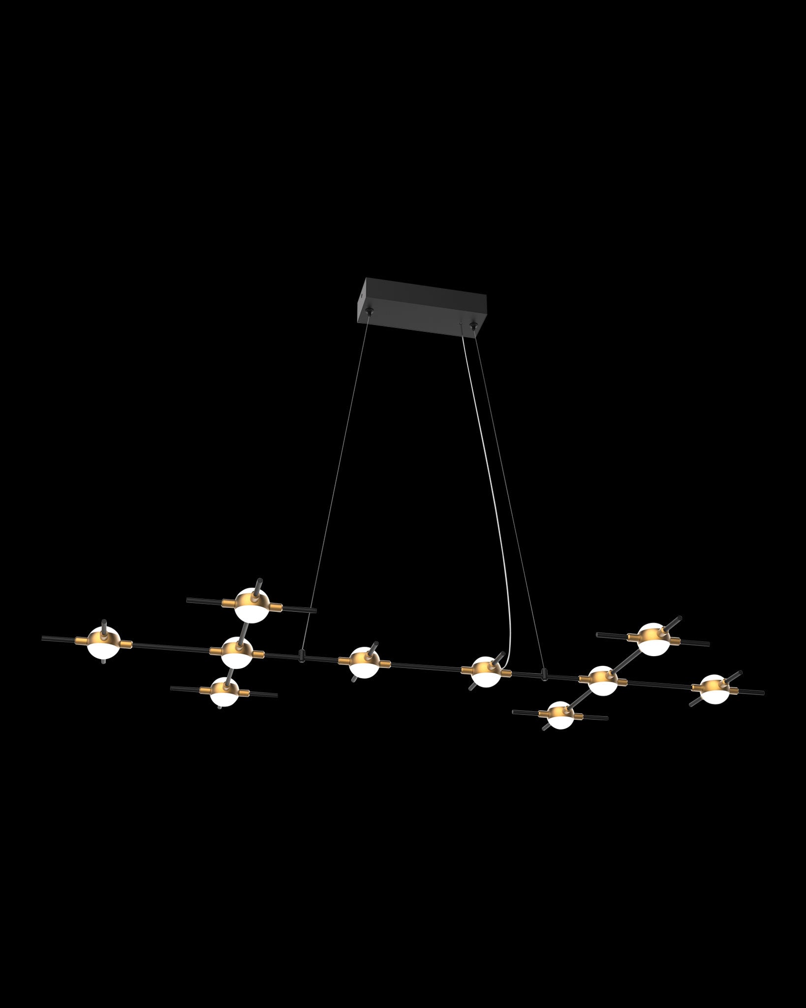 Molecular 10Lt Pendant Black With Gold Model G molecular  ceiling-pendant-lights  Bedroom  Lounge  Kitchen  Hallway MD18001067-10GBG illuminati light