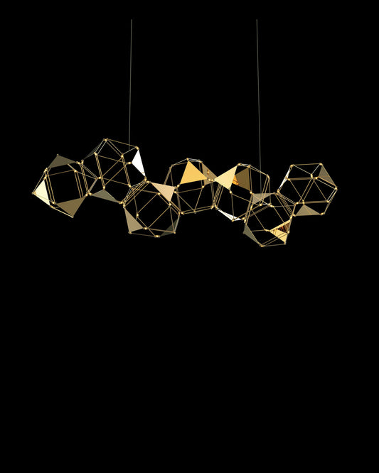 Lucciola Embellished 7 Prism Linear Pendant Brass lucciola-embellished  ceiling-pendant-lights  Bedroom  Lounge  Kitchen  Hallway MD19001068-7ABRS illuminati light