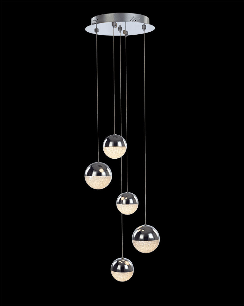Eclipse 5Lt Spiral Pendant Chrome Dimmable eclipse  ceiling-pendant-lights  Bedroom  Lounge  Kitchen  Hallway MD14003057-5ACHR illuminati light