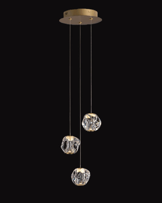 Ciottolo 3Lt Round Pendant Satin Gold Illuminati Light