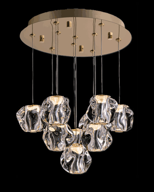 Ciottolo 10Lt Round Pendant Satin Gold Illuminati Light