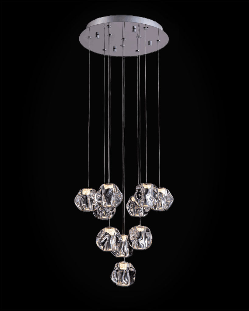 Ciottolo 10Lt Round Pendant Chrome Illuminati Light
