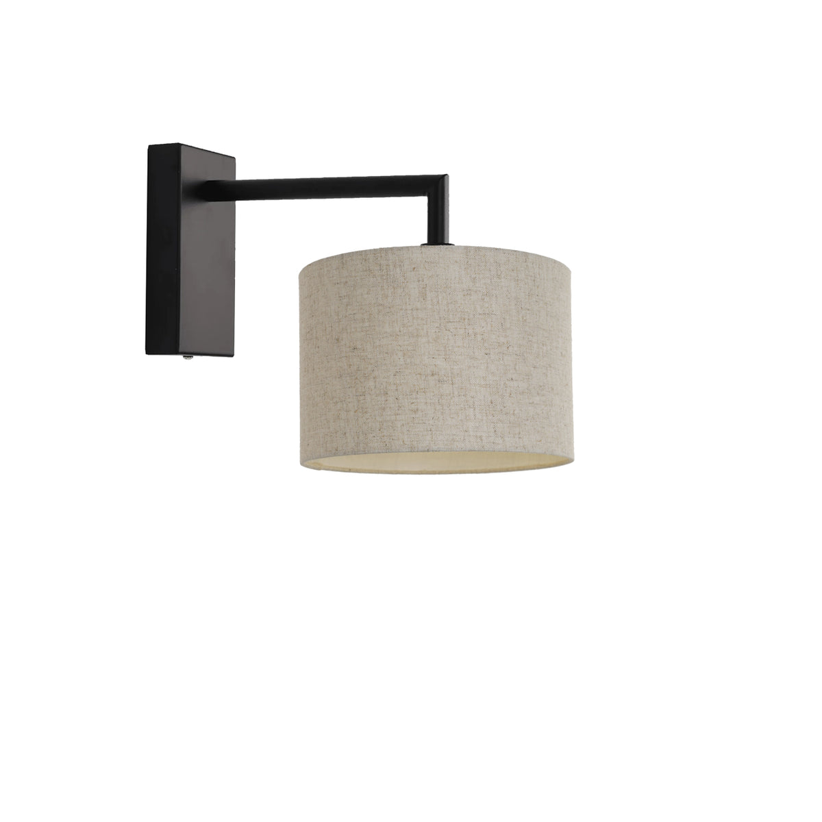 Kensington Wall Light - Black frame - Natural Fabric - 200mm