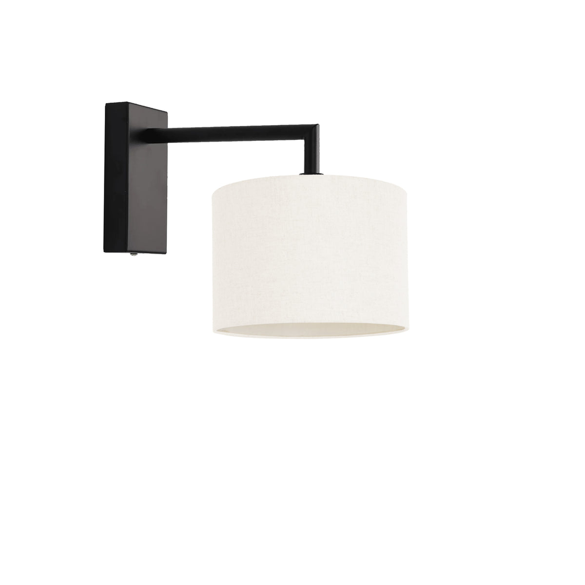 Kensington Wall Light - Black frame - Off White Fabric - 200mm