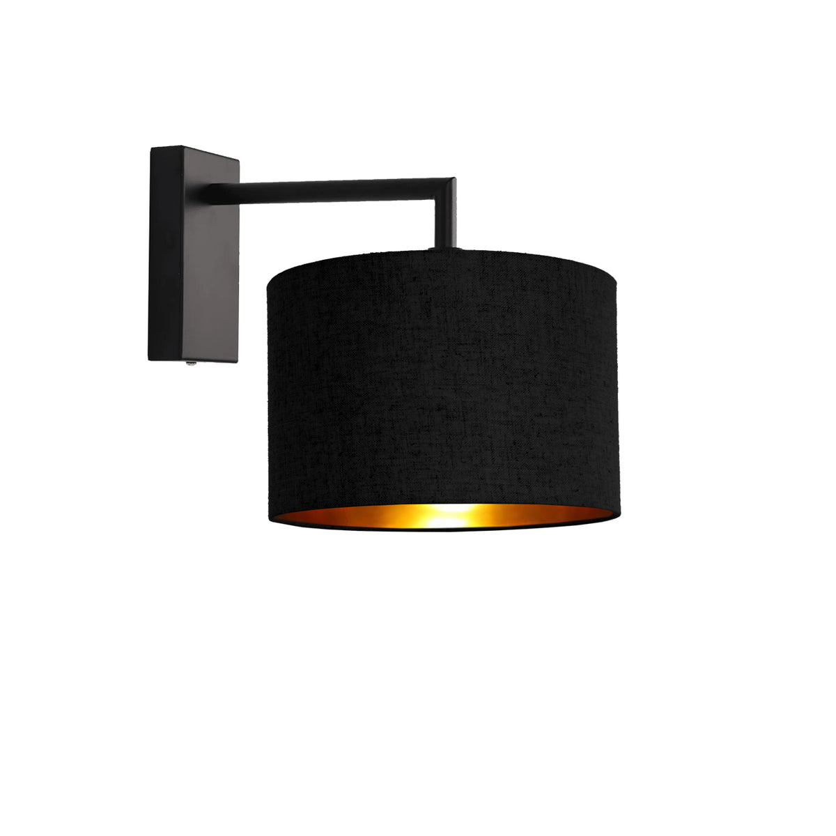 Kensington Wall Light - Black frame - Black & Gold Fabric - 250mm