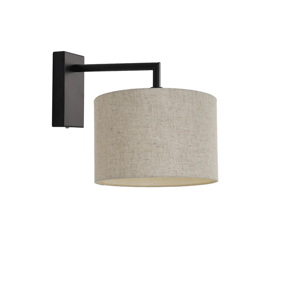 Kensington Wall Light - Black frame - Natural Fabric - 250mm