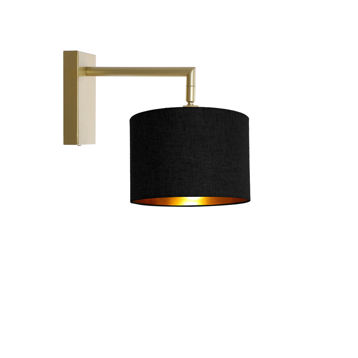 Kensington Wall Light - Gold frame - Black & Gold Fabric - 200mm